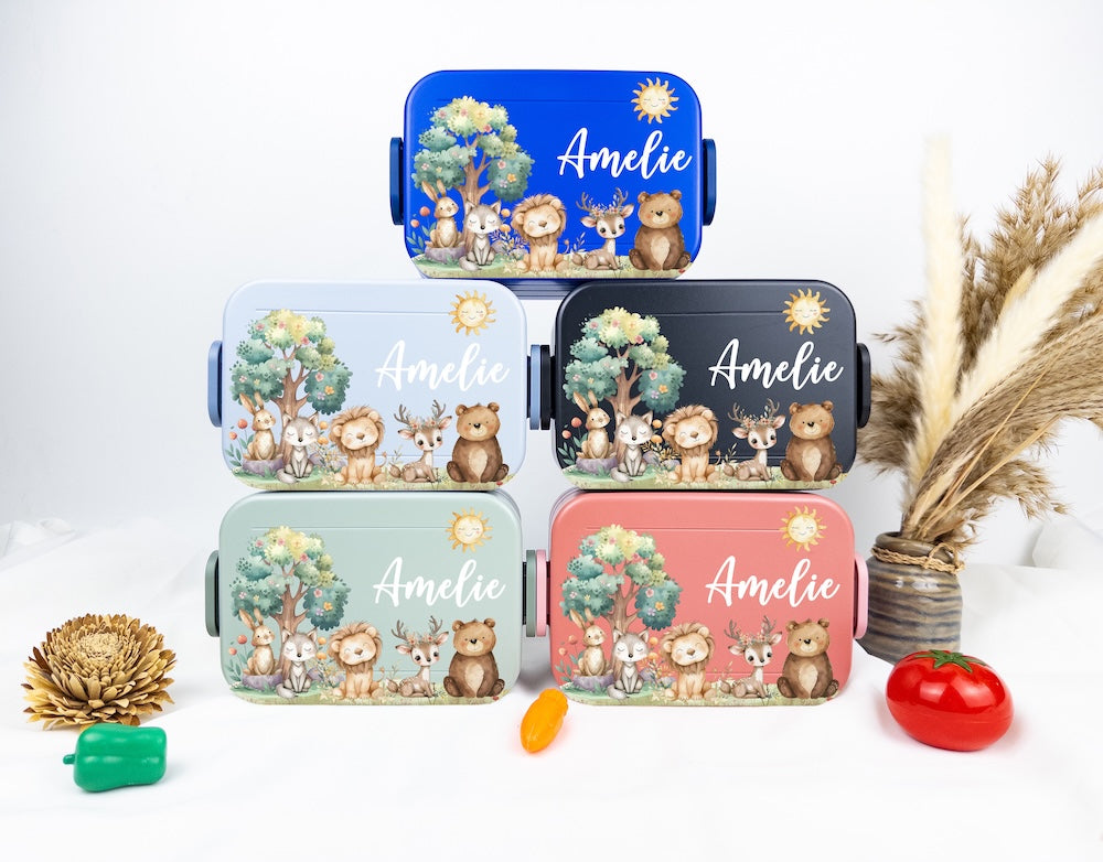 personalisierte brotdose mit waldtiere