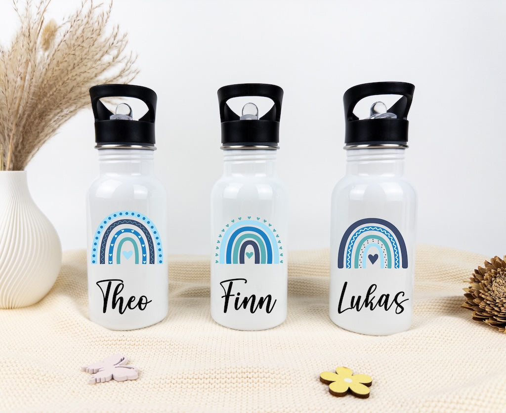 personalisierte trinkflasche kinder - Regenbogen Junge